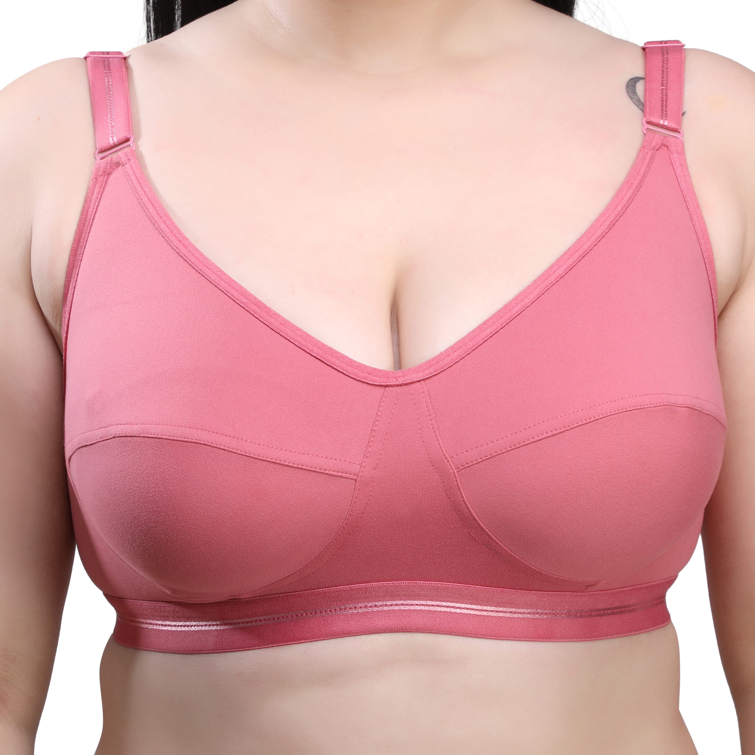 MAROON Purple Women Cotton Brushed Lycra Full Coverage No Bounce,  Non-Wired, Non-Padded Front Closure Magic Bra with Back Support